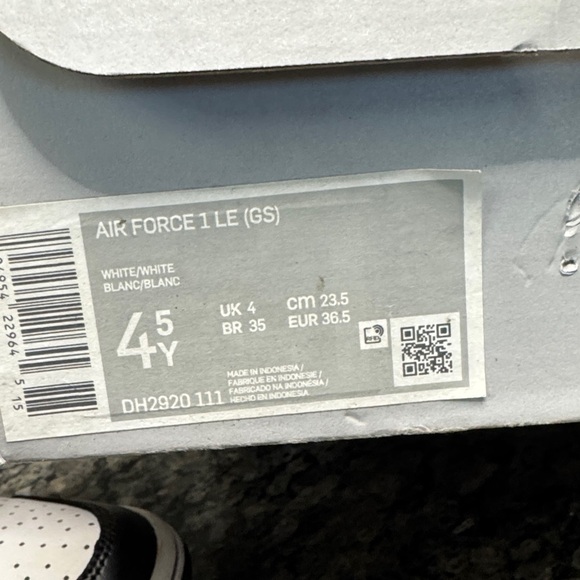 Nike Air Force 1 LE Black and White Sneakers EUC 4.5 Y - Picture 2 of 11